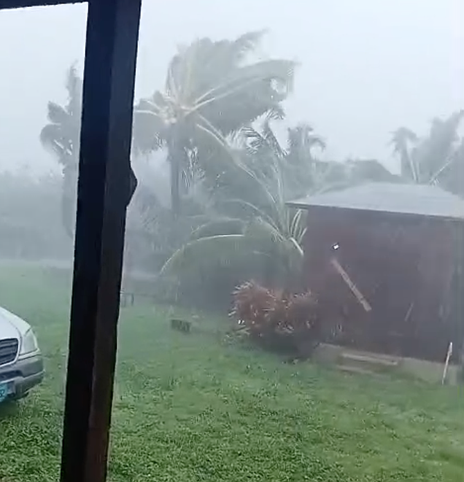WIND and rain conditions in Long Island yesterday during Hurricane Melissa.