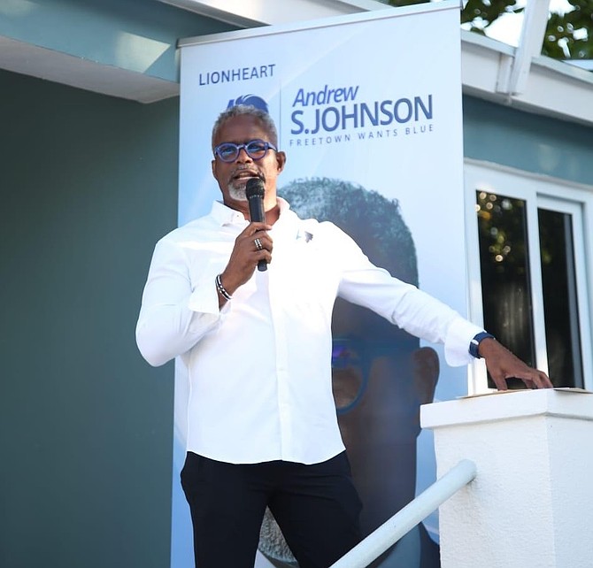 ANDREW “Blue” Johnson officially announces his campaign as an independent candidate for Freetown and opens his campaign office at a launch ceremony. Photos: Malik Smith