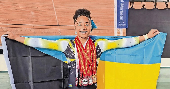 Kia-Lynn Bazard at the second CARIFTA Artistic Gymnastics Championships in Couva, Trinidad & Tobago.