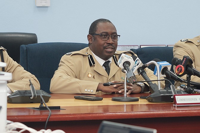 Assistant Commissioner Earl Thompson briefing press on upcoming Junkanoo Parades at Police HQ on December 23, 2025.