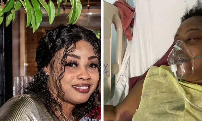 The photo on the right, shared by her family, shows Clanesha Adderley while still alive in her hospital bed at Princess Margaret Hospital.