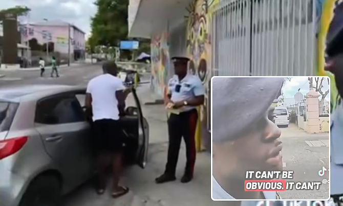 Screen captures from a viral video claiming to show a police officer asking for a bribe.