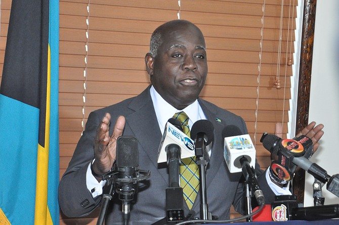 PRIME Minister Philip ‘Brave’ Davis speaks during a signing of a MoU with Emera Incorporated at the Ministry of Grand Bahama in Freeport on January 27, 2026. Photo: Vandyke Hepburn