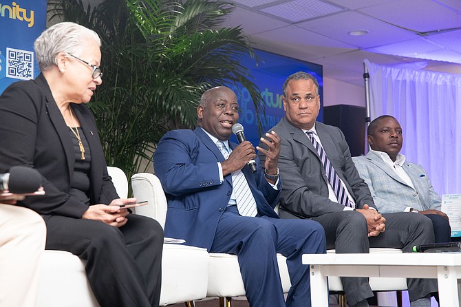 PRIME Minister Philip ‘Brave’ Davis speaks at Opportunity Hub event on February 5, 2026. Photo: Shawn Hanna