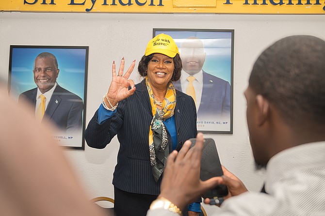 Caron Shepherd speaks at press conference held at PLP headquarters on February 10, 2026. Photo: Nikia Charlton
