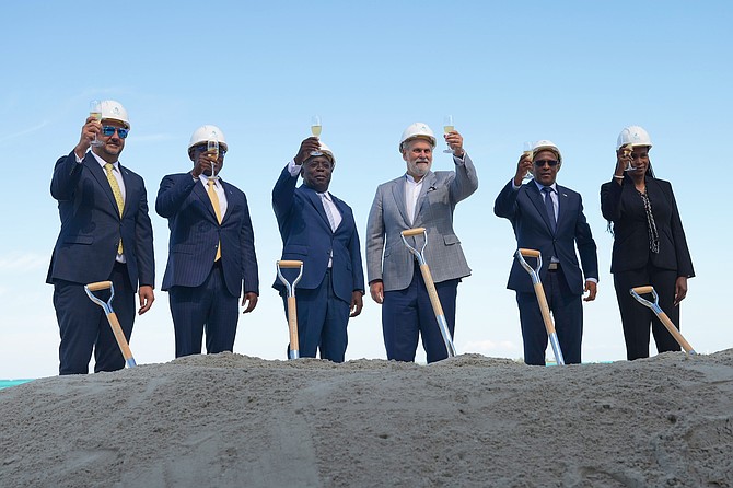 PRIME Minister Philip ‘Brave’ Davis (center) at the ground breaking ceremony at Baha Mar on February 12, 2026. Photo: Nikia Charlton