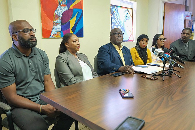 UTEB President Daniel Thompson giving brief remarks at press conference held at The University of The Bahamas on March 9, 2026. Photo: Nikia Charlton