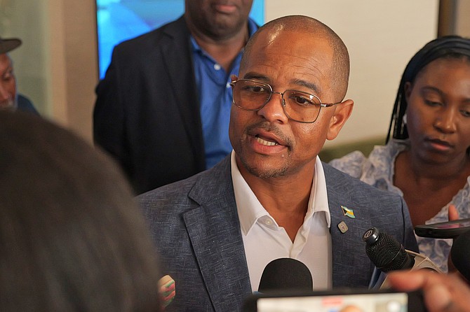 PLP Fort Charlotte candidate Sebas Bastian speaks during the opening of Fort Charlotte Technology,Arts and Culture Centre on March 12, 2026. Photo: Nikia Charlton