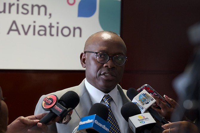 DEPUTY Prime Minister Chester Cooper speaks to media after a sister city signing ceremony on March 30, 2026. Photo: Chappell Whyms Jr