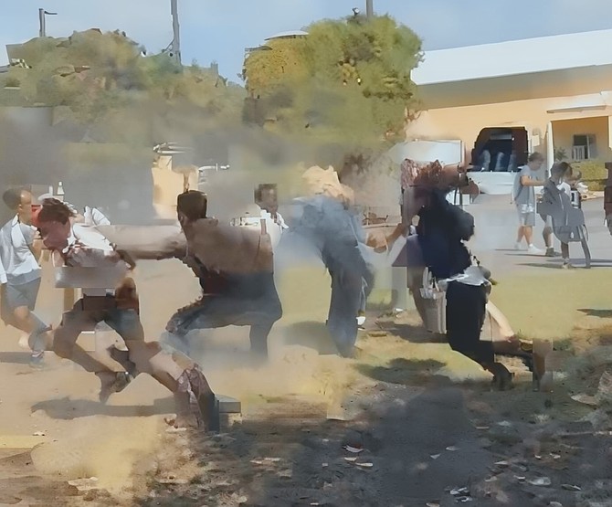 SCREEN SHOTS from a viral video shared on social meeting of the fight at Doris Johnson Senior high School.