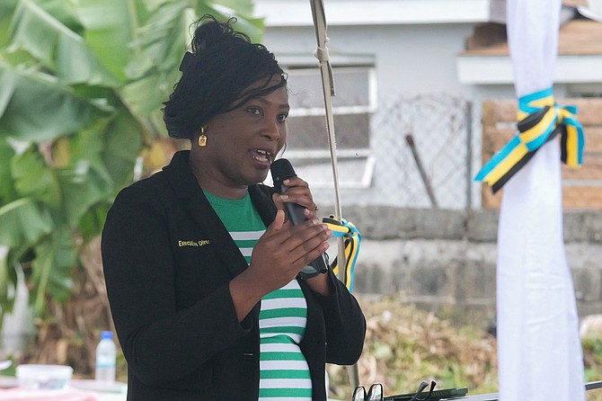 EXECUTIVE Director of Lend a Hand Bahamas Mitsy Ann Irving speaks during the Lend a Hand Donation ceremony held at their Hay St Location on April 25, 2026.  Photo: Nikia Charlton