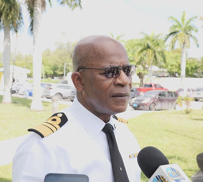 CUSTOMS Comptroller Ralph Munroe speaks to media at a ceremony to introduce more than 100 new recruits on April 27, 2026. Photo: Chappell Whyms Jr