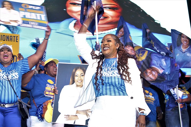 PLP candidate Dr Monique Pratt at a PLP rally in West End on April 13. Photo: Vandyke Hepburn