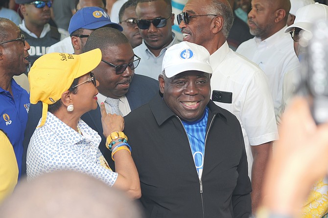 PRIME Minister Philip ‘Brave’ Davis along with his wife Ann Marie Davis attend Garvin Tynes Primary School to cast their vote in the advanced poll on April 30, 2026. Photo: Nikia Charlton