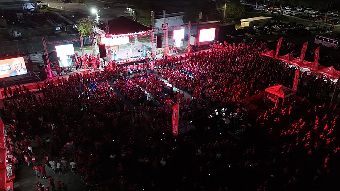 The Free National Movement held its final rally at the old Carnaval grounds near the former Queen Elizabeth Sports Centre on May 11, 2026.