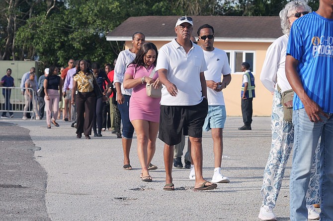 Voters at at H O Nash Polling division on May 12, 2026. Photo: Nikia Charlton