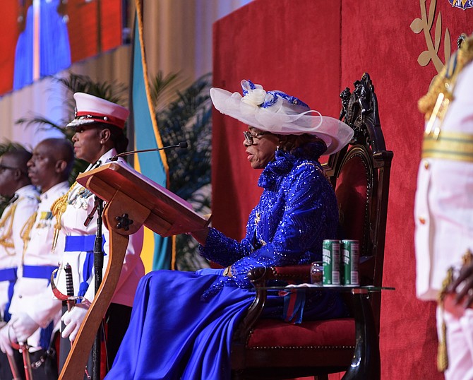 GOVERNOR General Cynthia ‘Mother’ Pratt delivers the Speech from the Throne at Atlantis, Paradise Island on May 20, 2026. Photo: Shawn Hanna