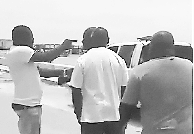 A SCREENCAPTURE from a viral video showing a man in Abaco being repeatedly slapped while others watched and filmed the incident.