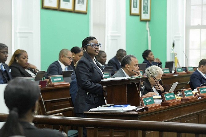 Energy, Utilities and Aviation Minister Jobeth Coleby-Davis speaks in the House of Assembly on June 10, 2026. Photo: Shawn Hanna
