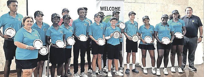 Team Bahamas with their third-place awards.