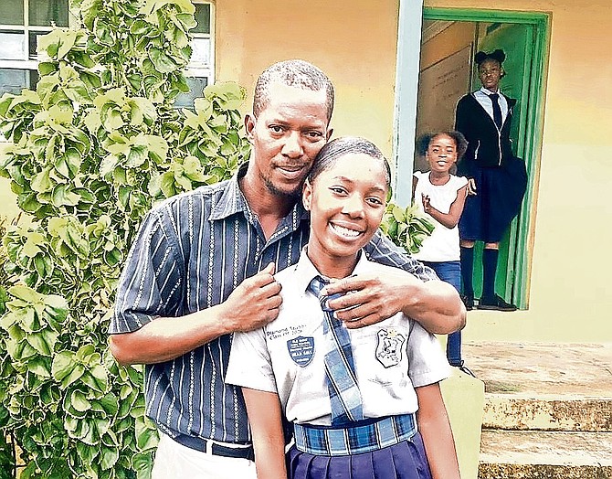 Diamond Stubbs with father Damian.