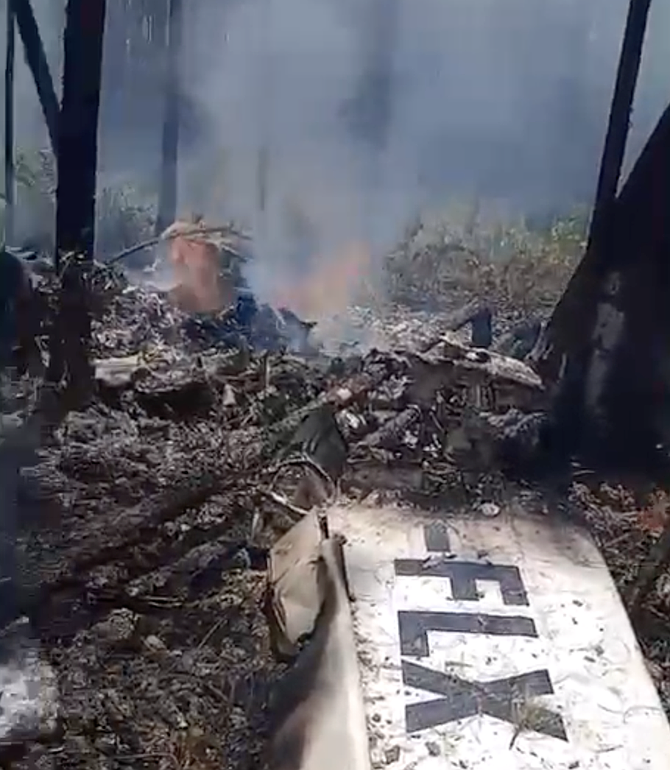 A still taken from video following a plane crash in North Andros on July 10, 2026.