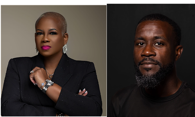 (L-R) Kendenique Deleveaux — Owner of Mommy Hustle, a communications and project management agency and Clement McKinney — Owner of Ambition Mobile Barbering.