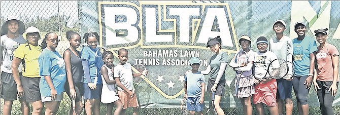 Organisers, local coaches and participants of the Bahamas Lawn Tennis Association's summer tennis camp at the National Tennis Centre.