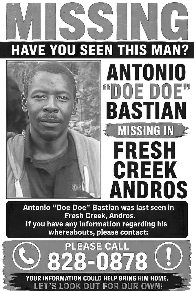 Missing poster for Antonio "Doe Doe" Bastian