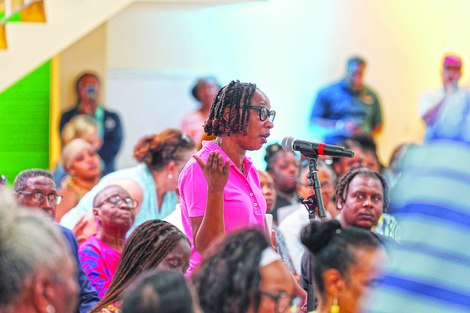 A PARENT speaks during a Ministry of Education, Science and technology Town Hall meeting on Autism on July 27th 2026. Photo: Chappell Whyms Jr
