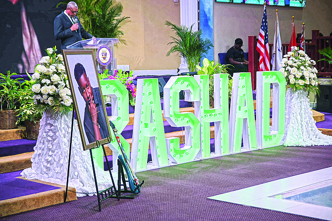 Family, friends and coworkers gathered to pay their respects at a memorial for Rashad Storr, one of ten who were killed in the Independence Day plane crash, at Transformation Ministries International on August 1, 2026. Photo: Chappell Whyms Jr