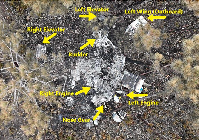 Distribution of C6-FLX wreckage at crash site