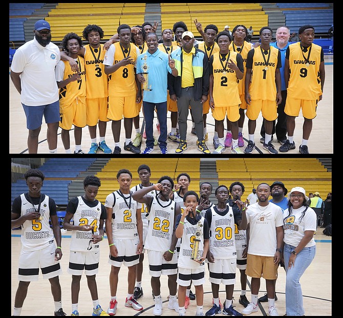The Bahamas National Team 18U (top), Buddy Buckets 16U (below) and Team NYC (not pictured) captured the Varsity, Next Wave and Future Stars championships respectively.
Photos: Chappel Whyms Jr.