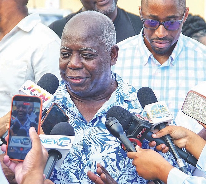 PRIME Minister Philip ‘Brave’ Davis speaks to the media during a tour of schools August 19th, 2026.
Photo: Nikia Charlton