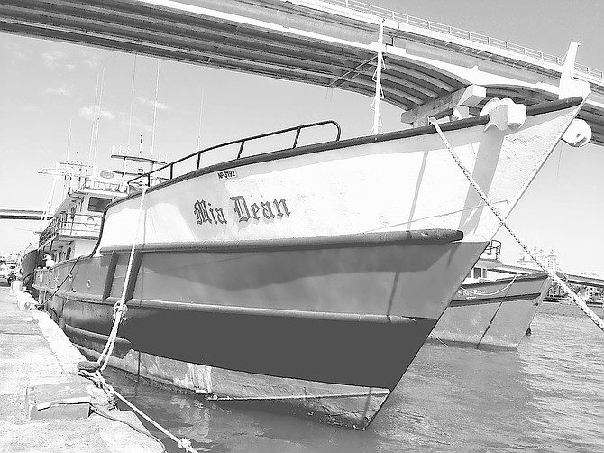 FILE photo of the M/V Mia Dean at dock at Potter’s Cay, Nassau.