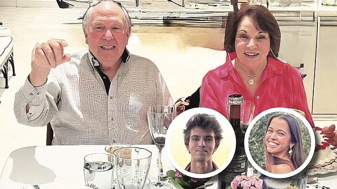 THE PILOT of missing airplane Mario Lamar pictured with his wife Lili, and grandchildren (inset) Christian and Sofia Sosa