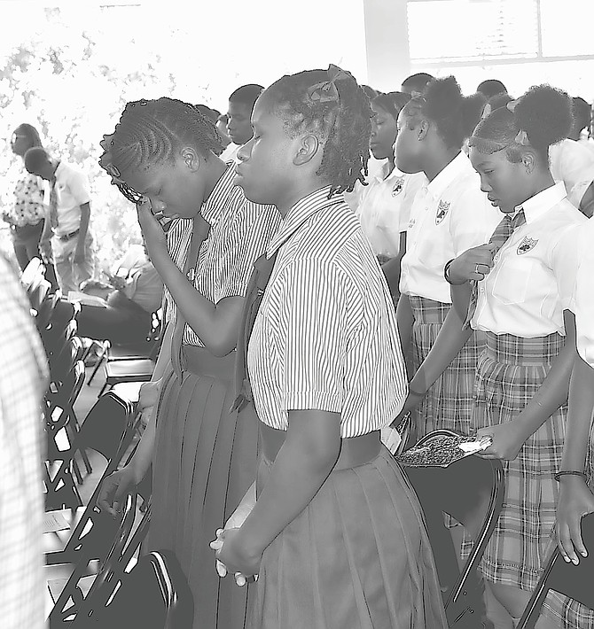 A memorial was held yesterday for Anton Bowe, a R M Bailey
grade 11 student killed by a lightning strike on Monday.
Photo: MOE