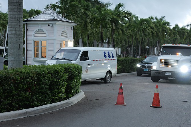 A police van at the entrance of Lyford Cay on September 23, 2026.